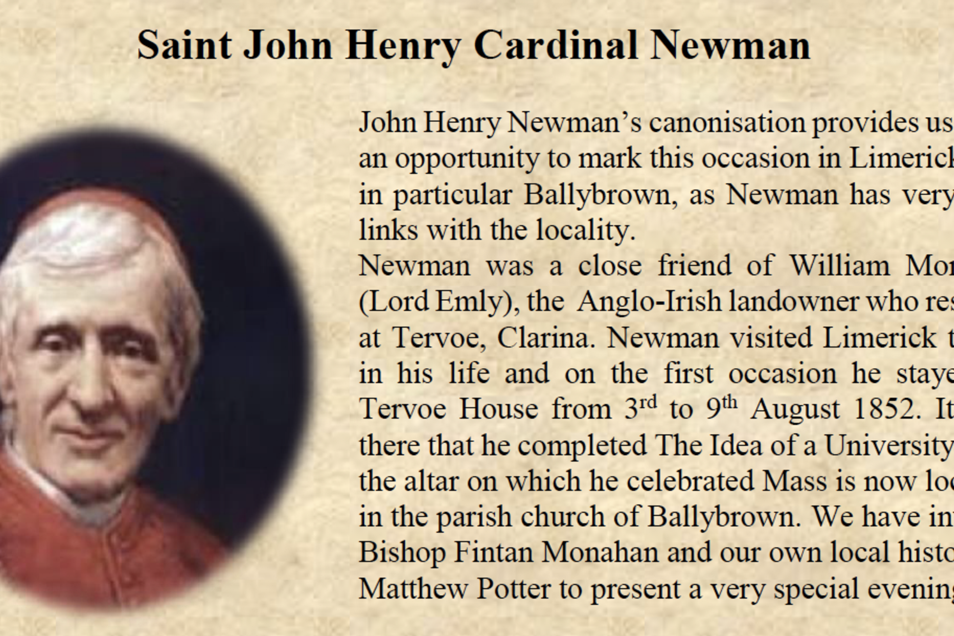 A very special evening to honour the canonisation of John Henry Newman