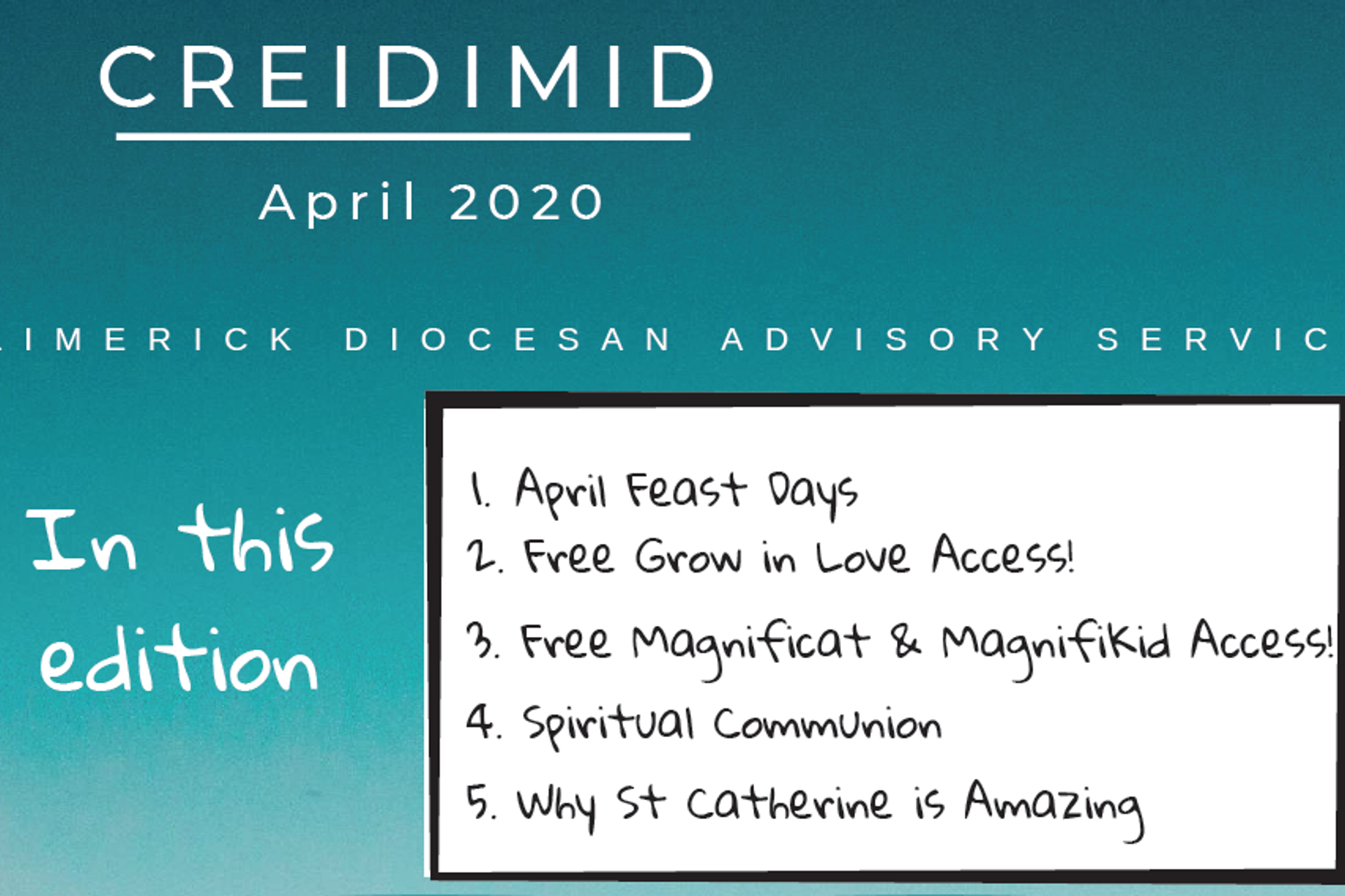 Creidimid Newsletter April 2020 Creidimid Newsletter April 2020
