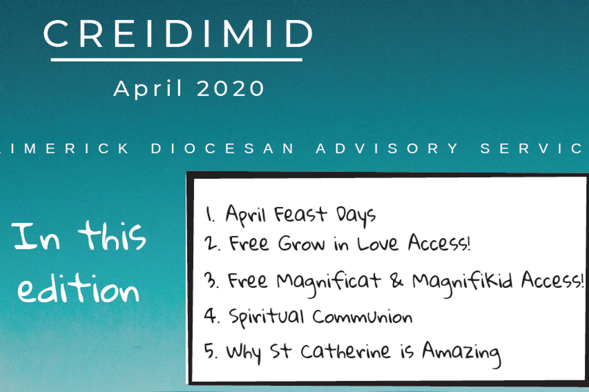 Creidimid Newsletter April 2020